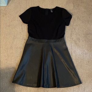 Knit and pleather black dress